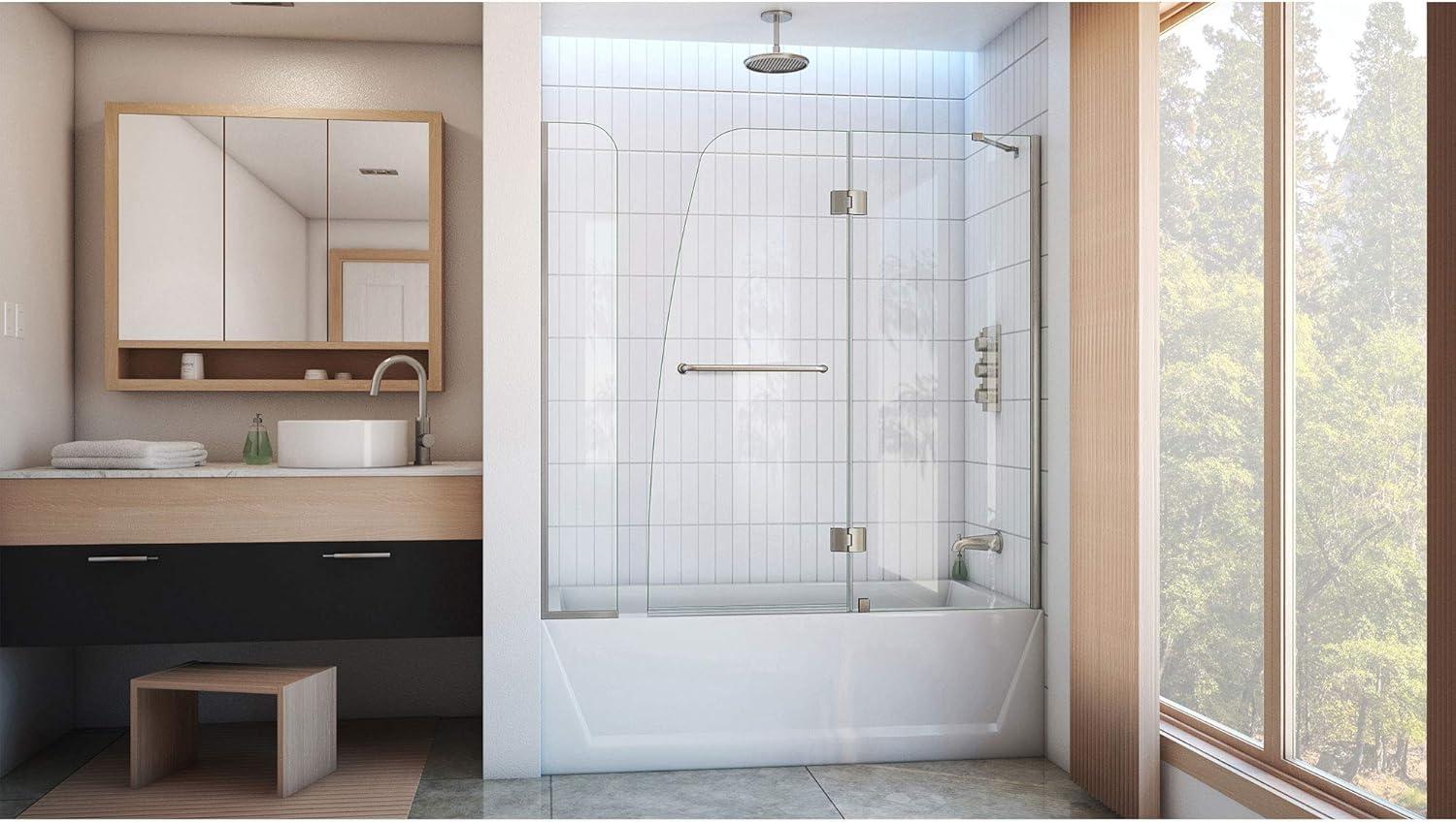 Aqua 56" W x 58" H Hinged Semi-Frameless Tub Door