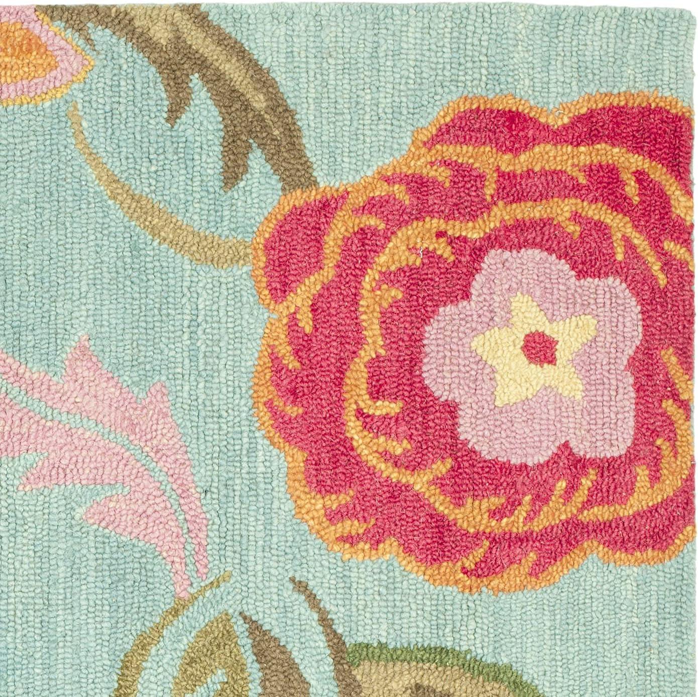 Blossom BLM675 Hand Hooked Area Rug - Blue/Multi - 6'x6' - Safavieh.