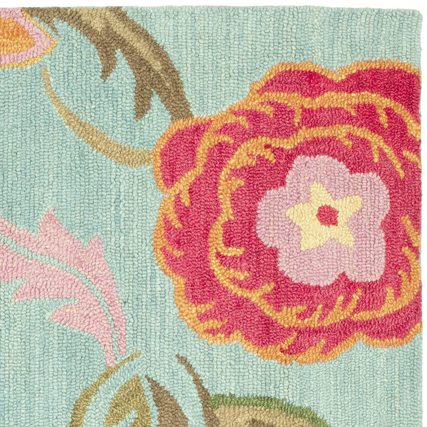 Blossom BLM675 Hand Hooked Area Rug - Blue/Multi - 6'x6' - Safavieh.