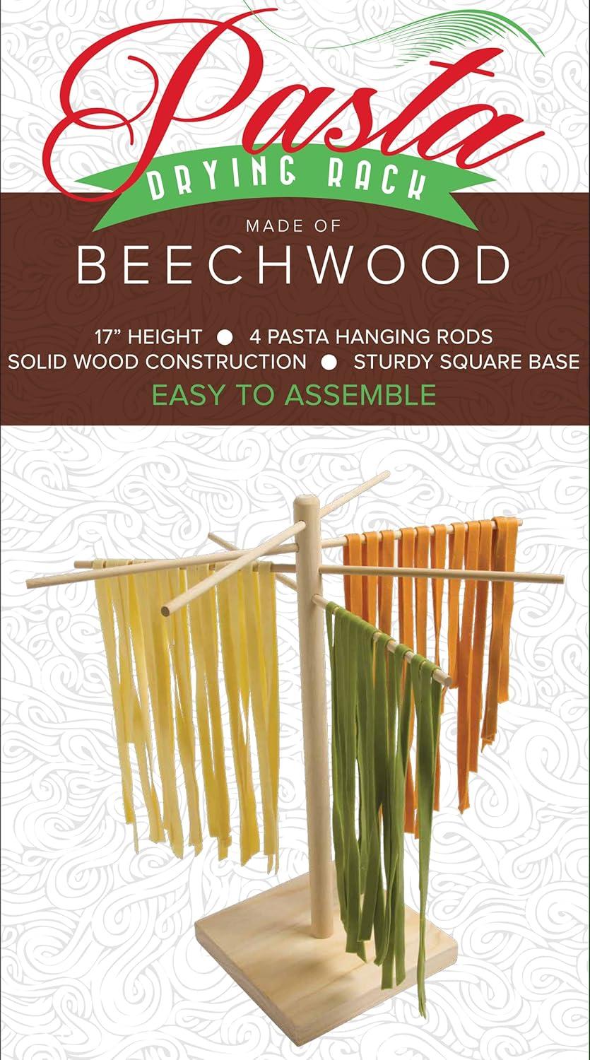 Natural Beechwood Collapsible Pasta Drying Rack with 17.25" Arms