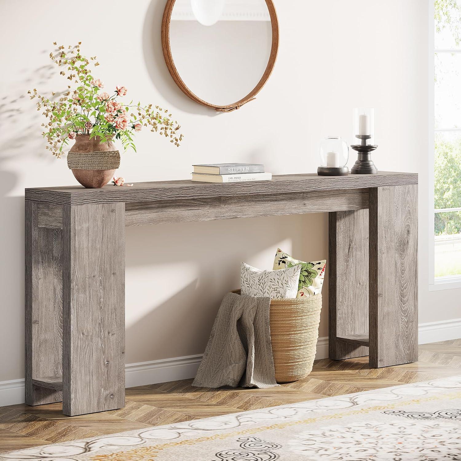 Millwood Pines 70.9" Console Table For Entryway, Farmhouse Wood Sofa Couch Tale
