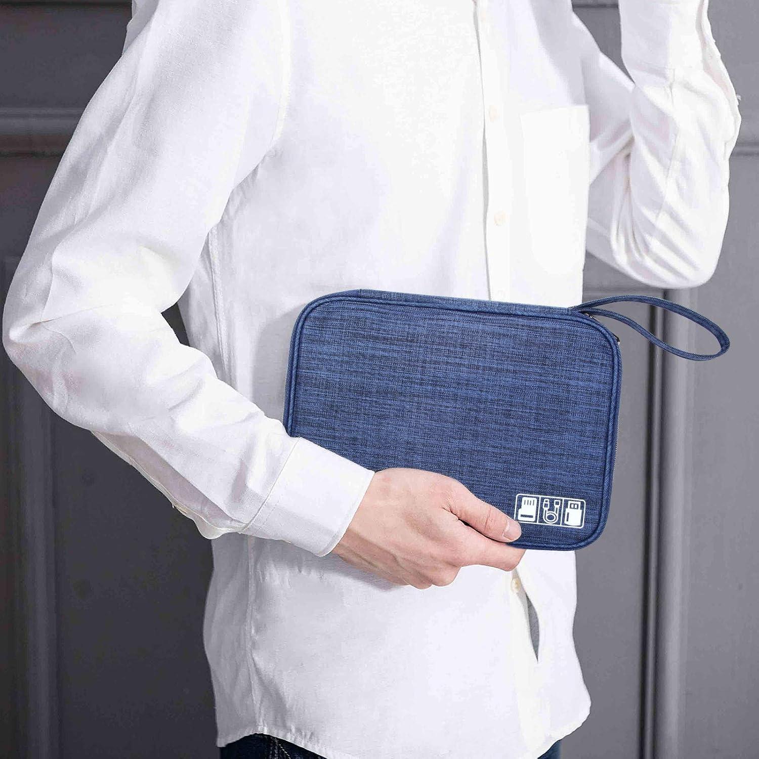 SELLYFELLY Travel Electronics Organizer Portable Cable Organizer Bag for Storage Electronic Accessories Case for Cord,Phone,Charger,Flash Drive (Sky Blue)