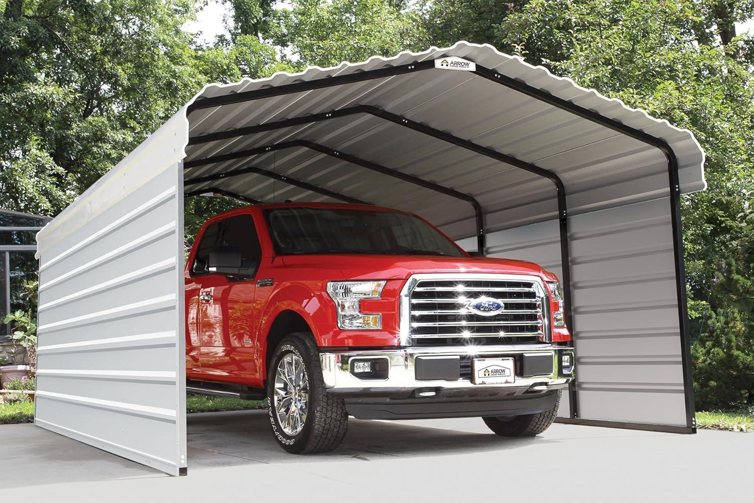 Arrow Arrow Steel Carport with 2 Side Wall Kits, 12x20x07