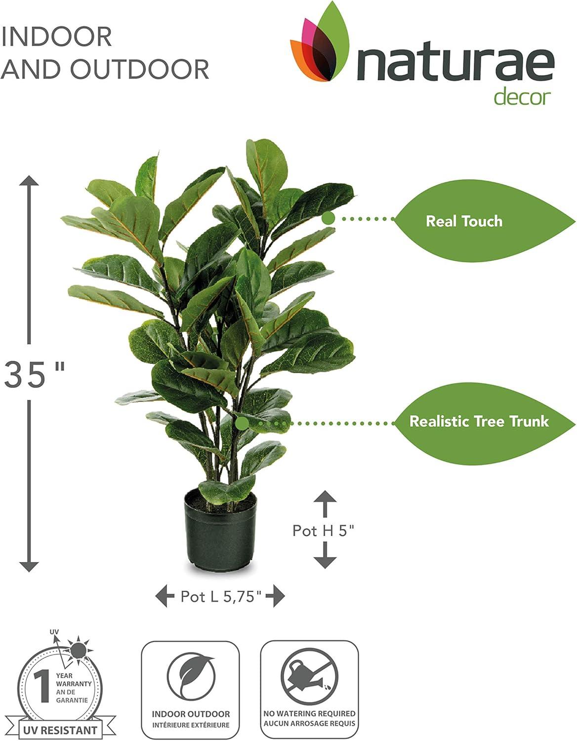 35'' Green Plastic Fiddle Leaf Fig Potted Floor Plant