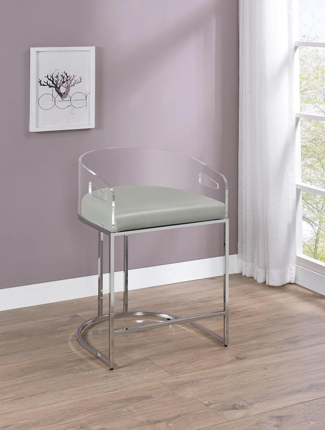 Coaster Faux Leather Counter Height Stools with Acrylic Back in Gray
