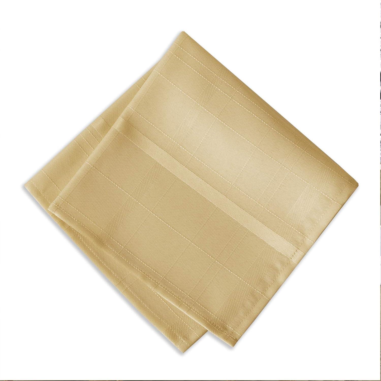 Elegance Plaid Stain Resistant Napkin Set of 4 - 17" x 17" - Ribbon Gold - Elrene Home Fashions