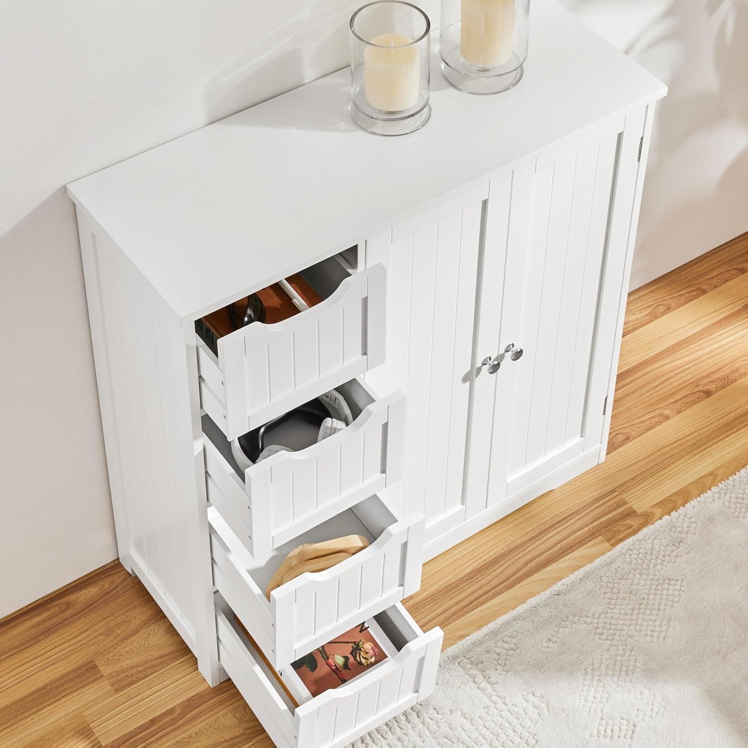 Yaheetech Wooden Bathroom Storage Cabinet Slide Floor Cabinet