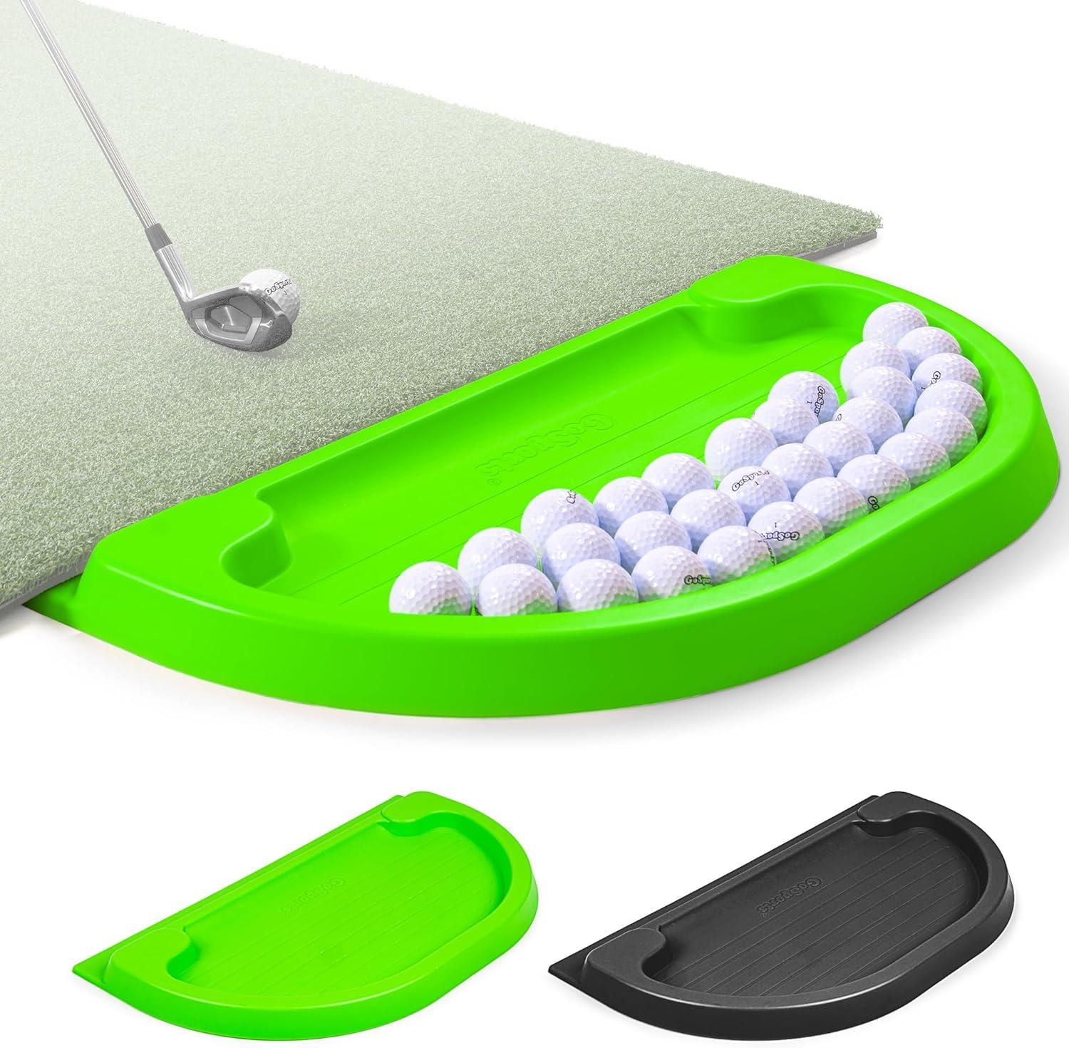 GoSports All-Weather Golf Ball Tray - 70 Ball Capacity - Compatible with all Hitting Mats - Green