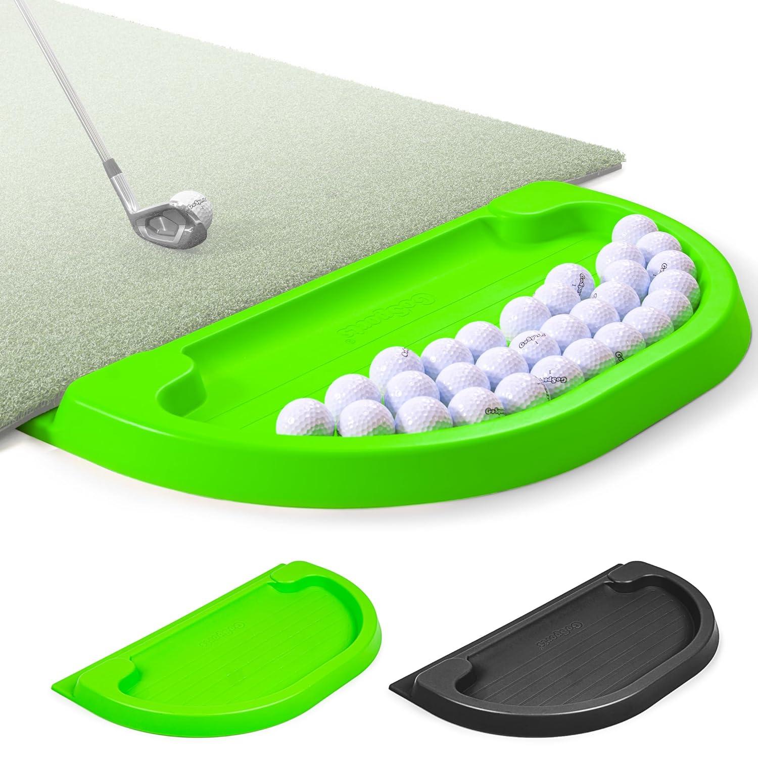 GoSports All-Weather Golf Ball Tray - 70 Ball Capacity - Compatible with all Hitting Mats - Green