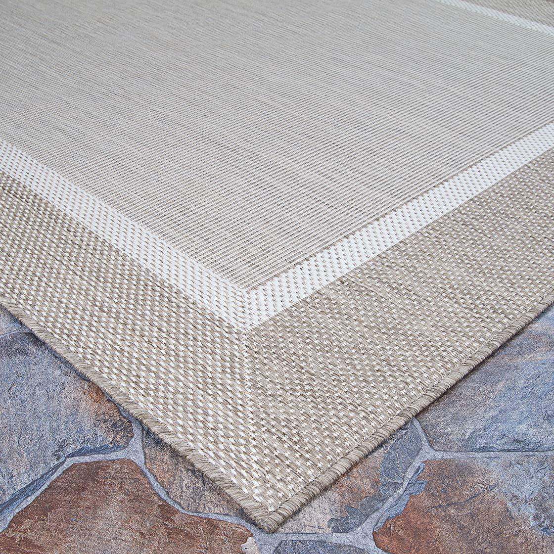 Champagne-Taupe Synthetic Rectangular 9' x 13' Easy-Care Outdoor Rug