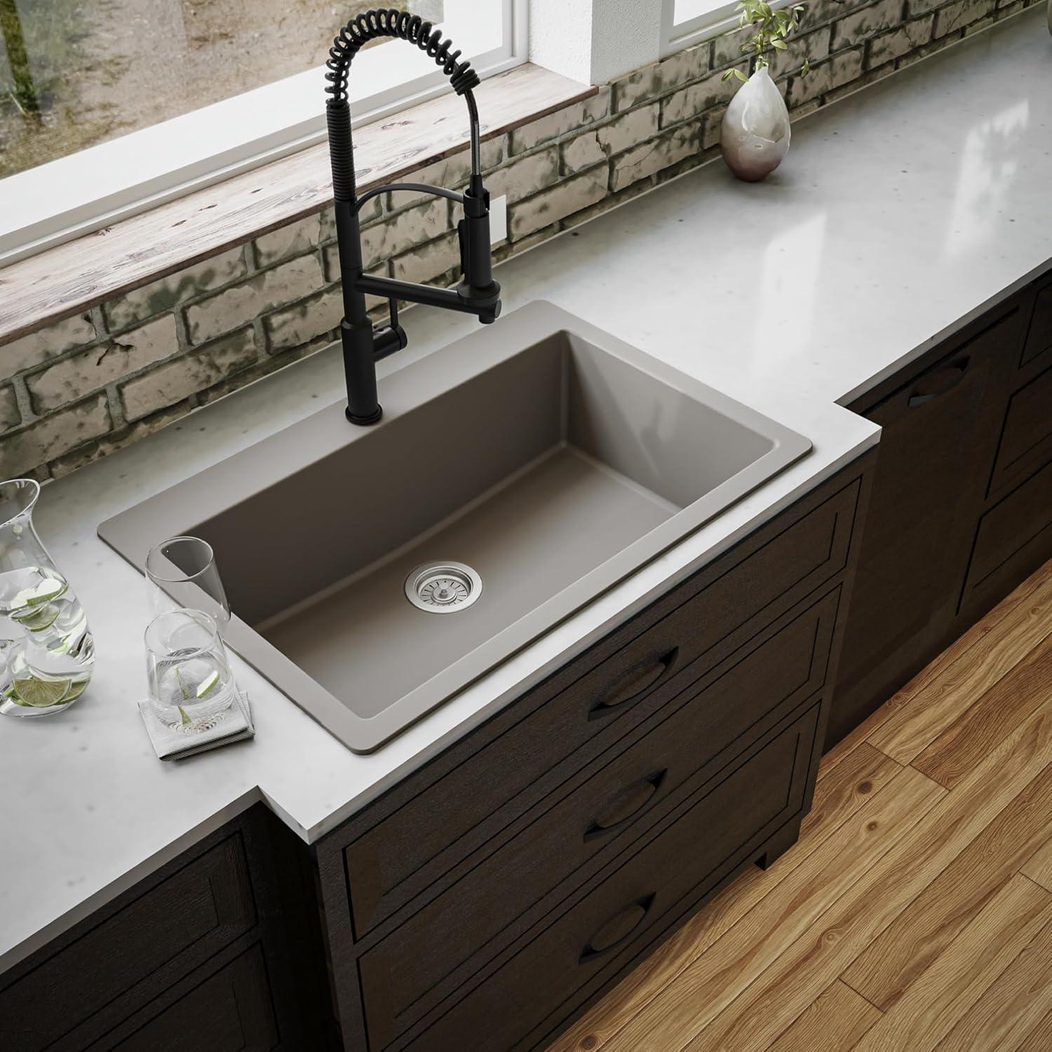 Karran Quartz 33'' X 22'' Large Single Bowl Drop-in Kitchen Sink