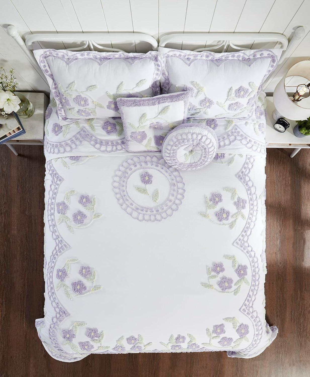 Bloomfield 100% Cotton Machine Washable Floral Pattern Blend Coverlet/Bedspread