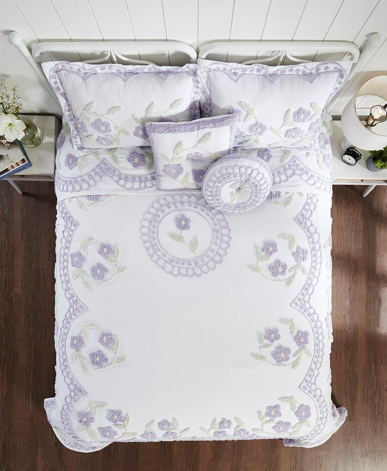 Better Trends Bloomfield 100% Cotton Chenille Coverlet/Bedspread Machine Washable Ultra Soft Floral Pattern All Season Bedding