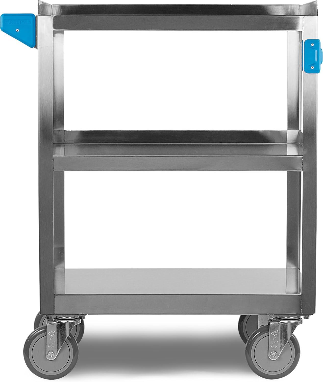 Carlisle Stainless Steel 3-Shelf Utility Cart with Raised Edges