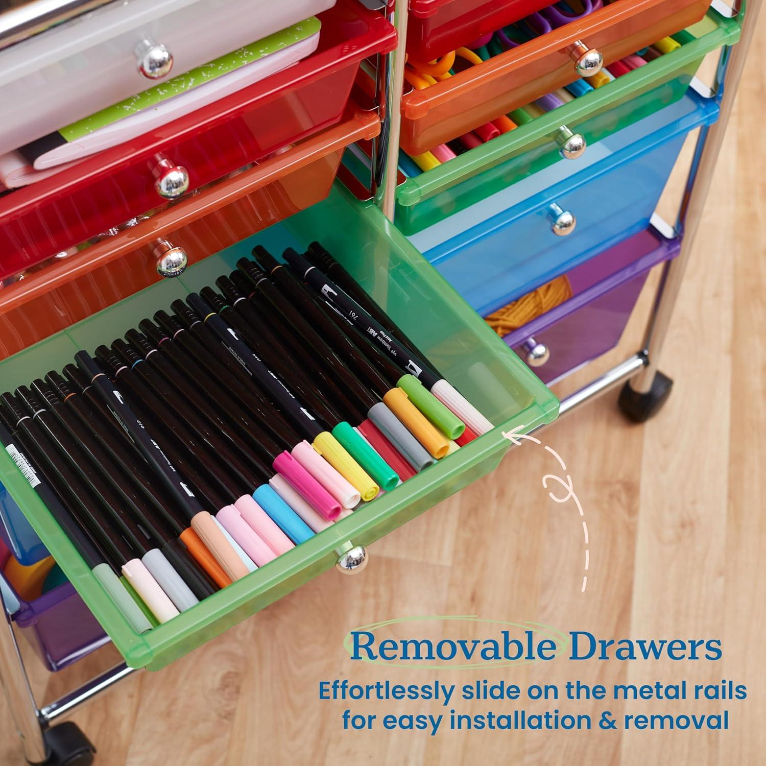 ECR4Kids 12-Drawer Mobile Organizer, Assorted