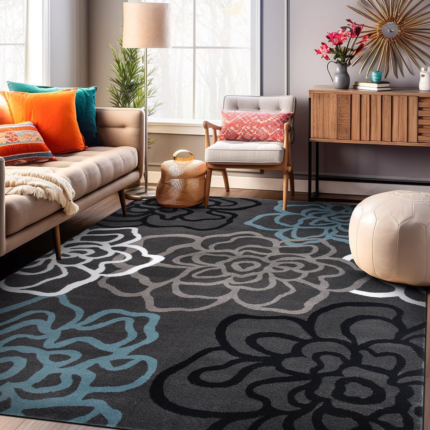 World Rug Gallery Contemporary Modern Floral Flowers Area Rug