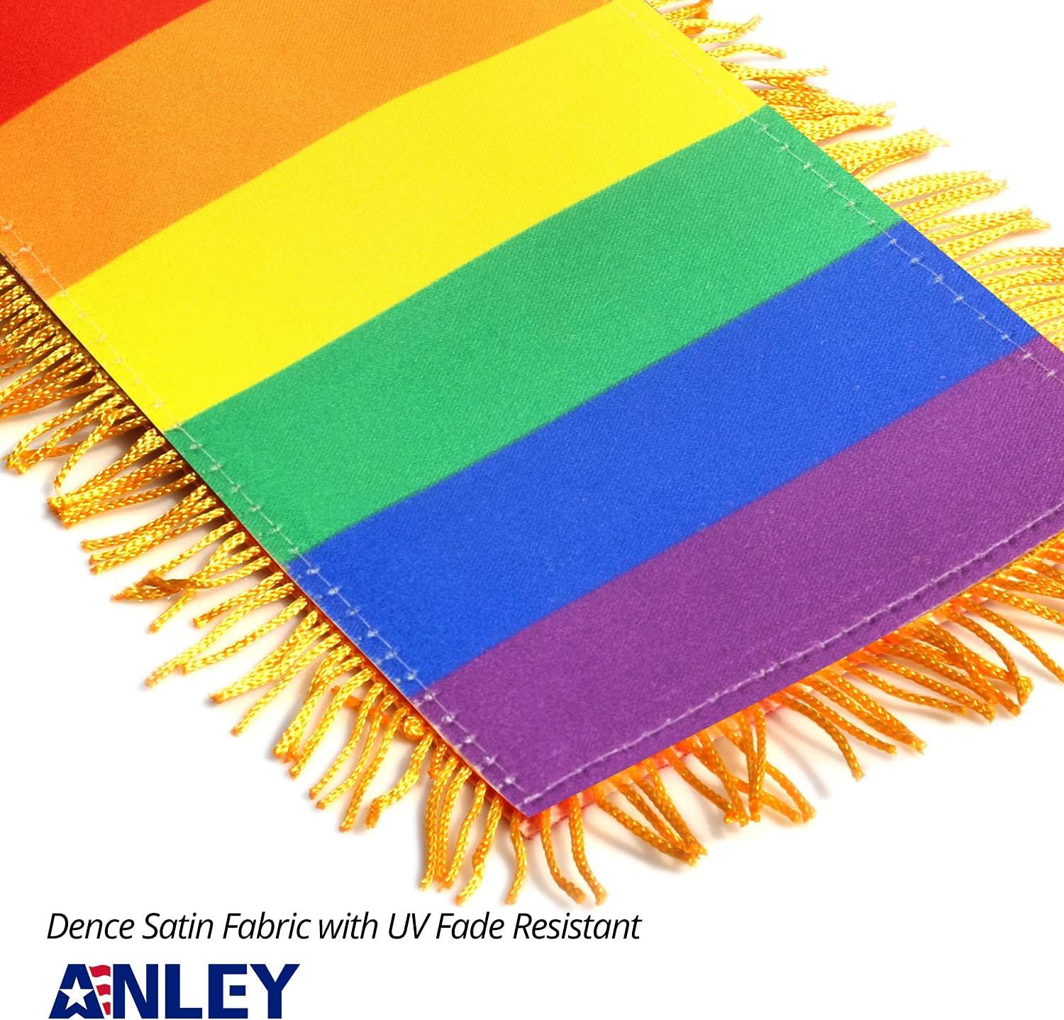 Anley 4 X 6 Inch Rainbow Fringy Window Hanging Flag - Rainbow LGBT Gay Pride Hanging Flag