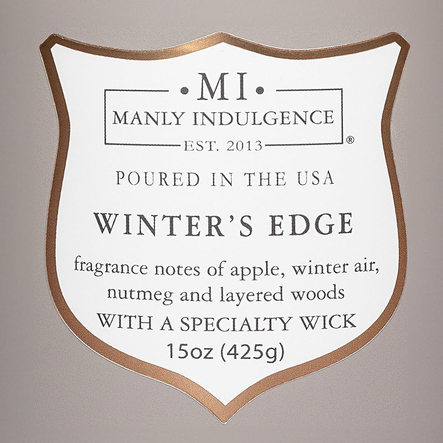Manly Indulgence Signature Winter's Edge Scented Jar Candle, 15 oz, 60h Burn, Woody & Earthy