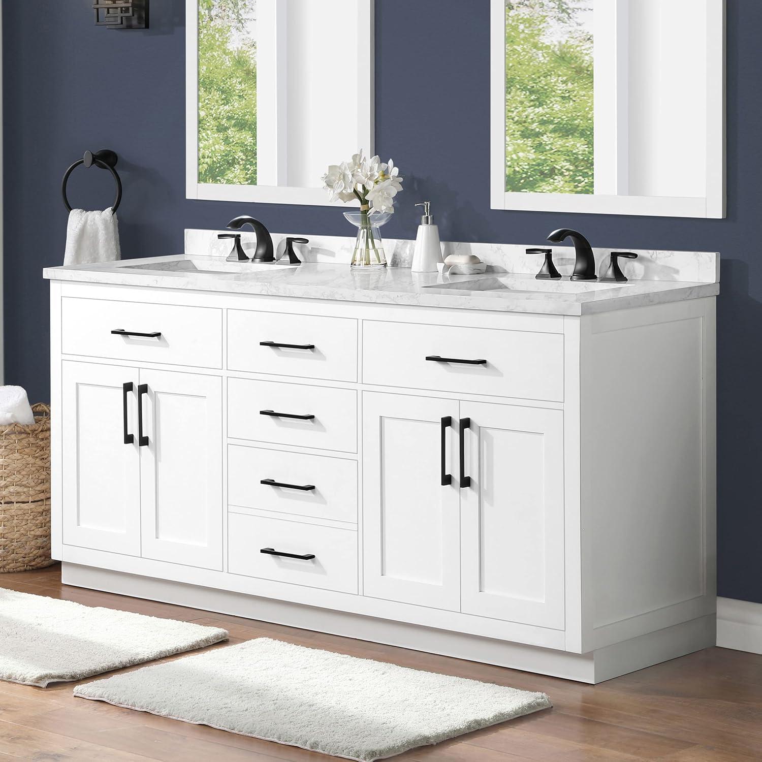 Ove Decors Athea 72 W x 22" D Freestanding Bathroom Vanity with Double Sink, Pure White