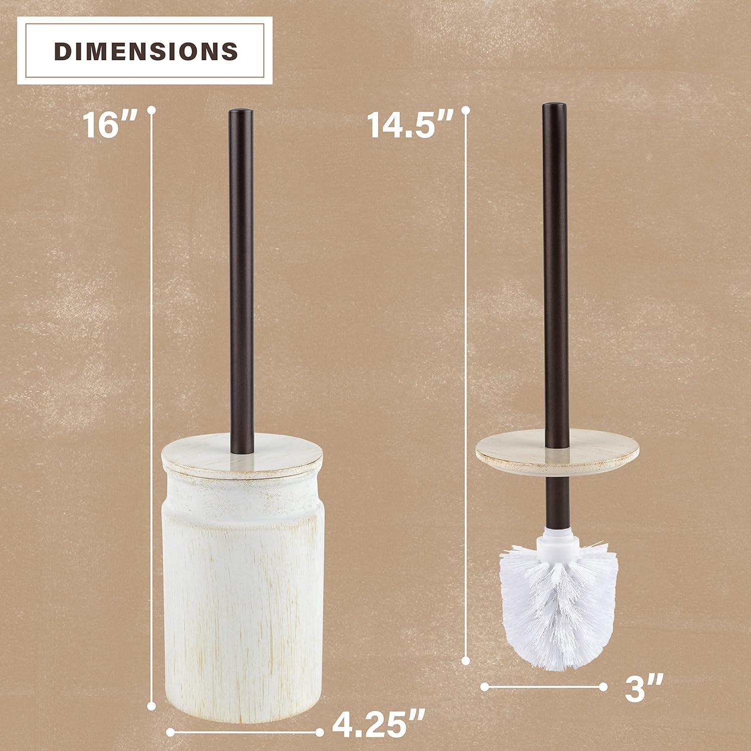 Beige Ceramic and Metal Toilet Brush Holder Set