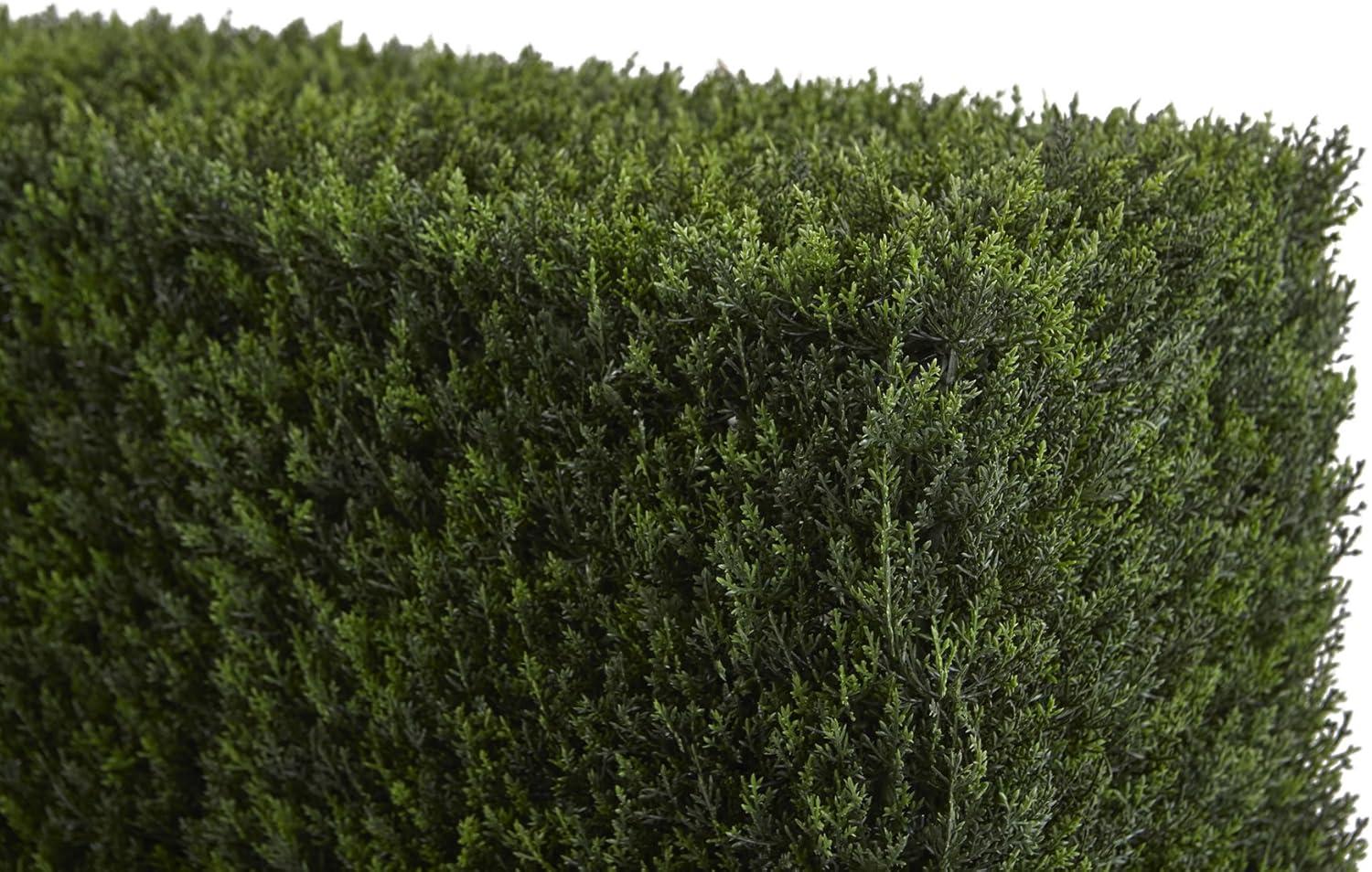 Nearly Natural Artificial 20" Decorative Cedar Hedge Indoor/Outdoor: Faux Floral Accent, Polyester & Plastic