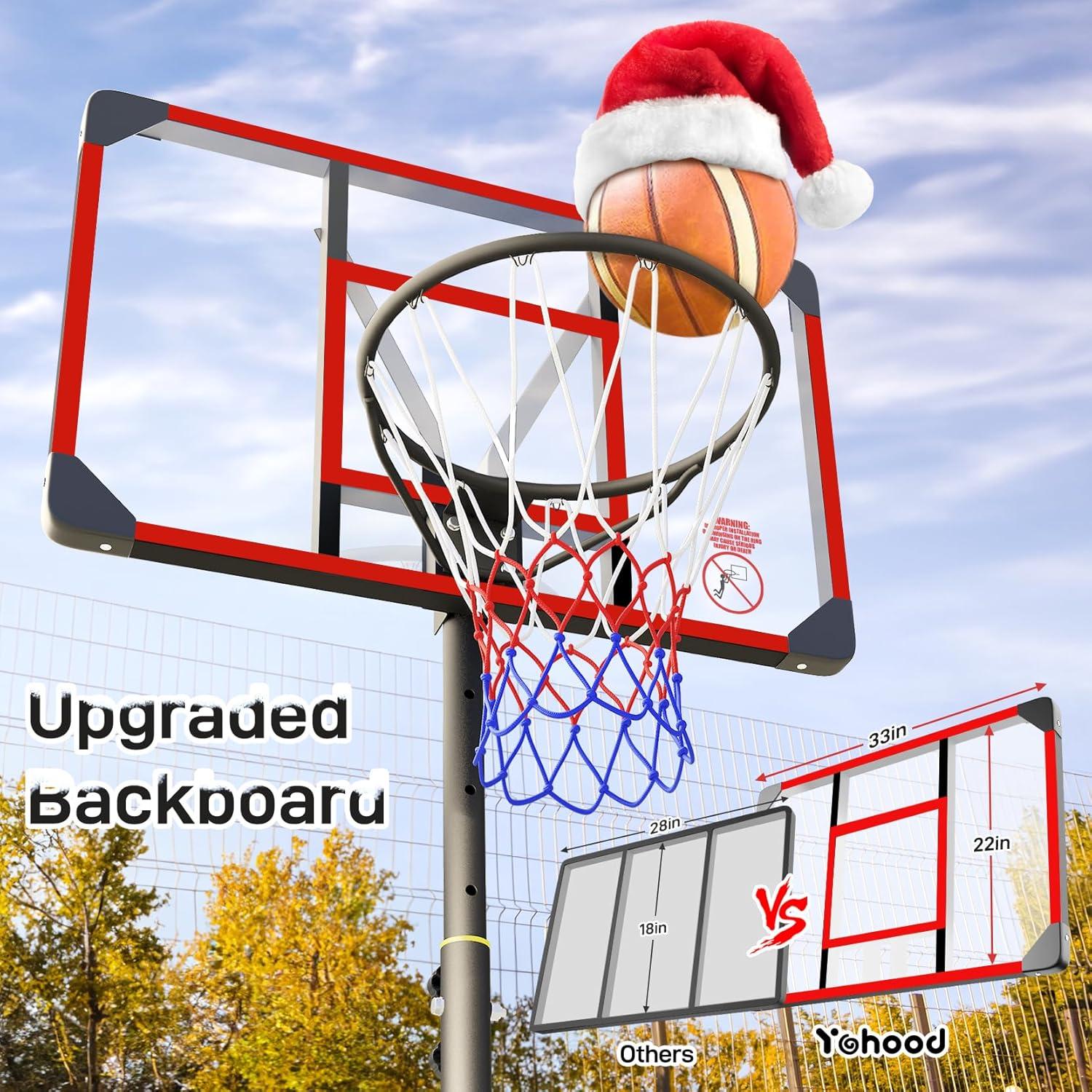 Adjustable Red and Black Metal Kids Basketball Hoop with PC Backboard