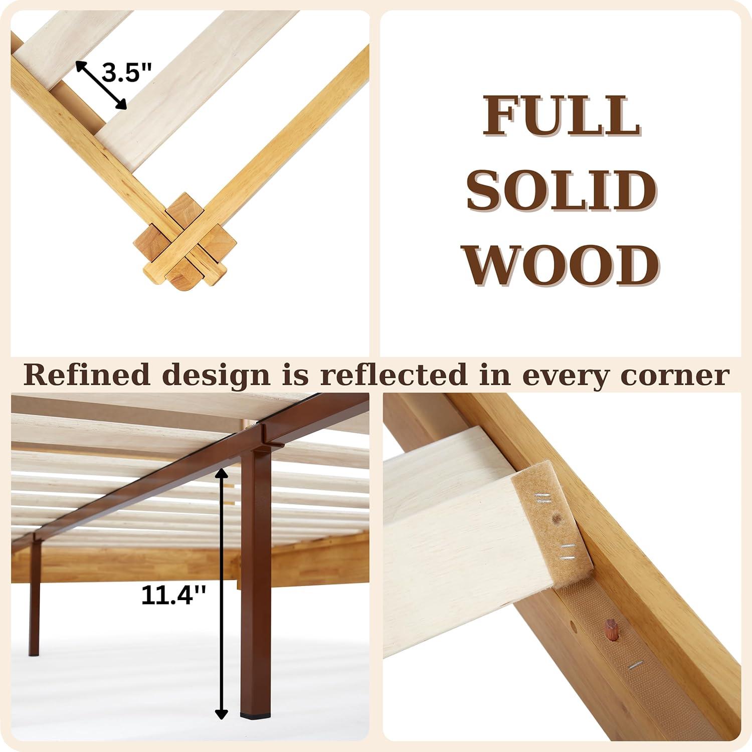 Natural Wood King Platform Bed Frame with Storage