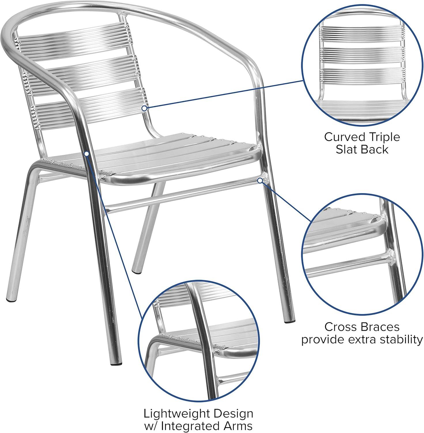 Flash Furniture Heavy Duty Commercial Aluminum Indoor-Outdoor Restaurant Stack Chair with Triple Slat Back