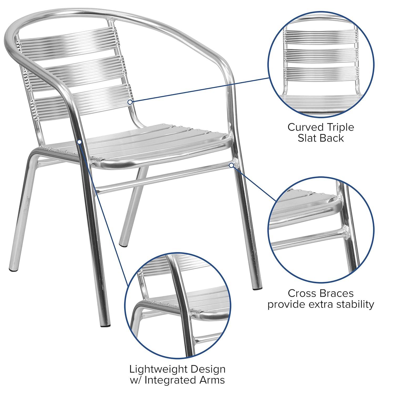 Flash Furniture Heavy Duty Commercial Aluminum Indoor-Outdoor Restaurant Stack Chair with Triple Slat Back