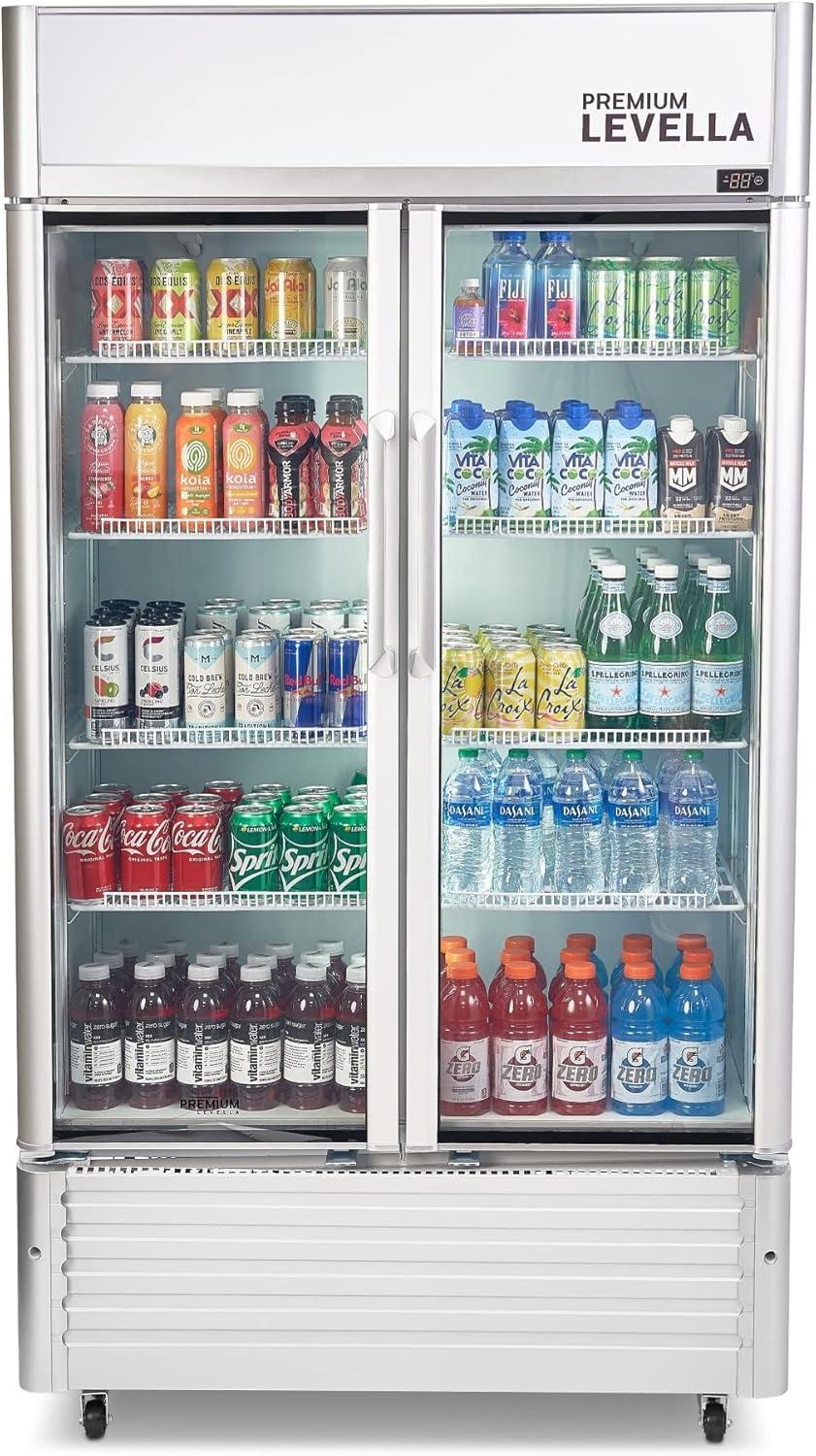 Premium 73'' Silver Smart Upright Double Glass Door Refrigerator