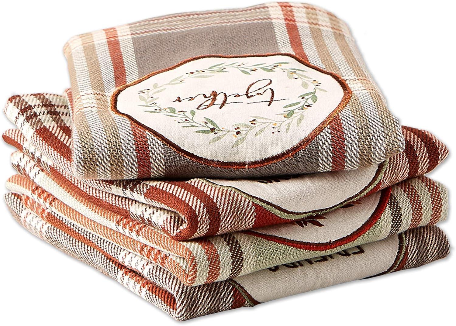 Contemporary Home Living Set of 4 Assorted Gray and Red Dish Towel, 28"