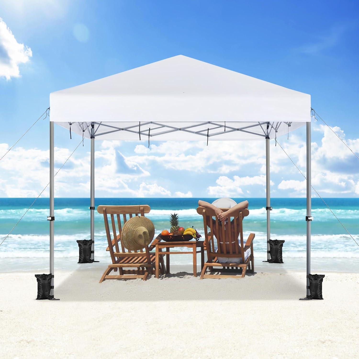 Renwick 12x12ft Outdoor Pop-up Canopy with One-Push-To-Lock Setup Mechanism, White