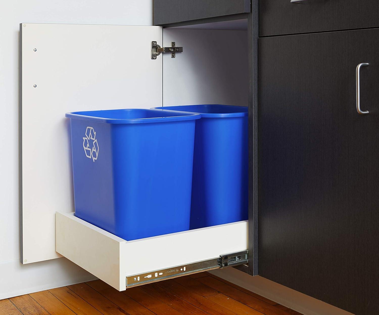 Blue 7-Gallon Plastic Recycling Waste Basket