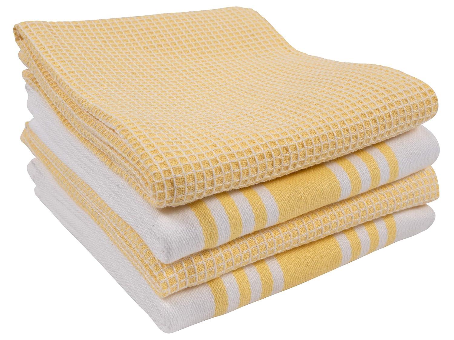KAF Home Madison Set of 4 Absorbent, Durable and Soft Kitchen Towels | 18" x 28"  - Sunshine