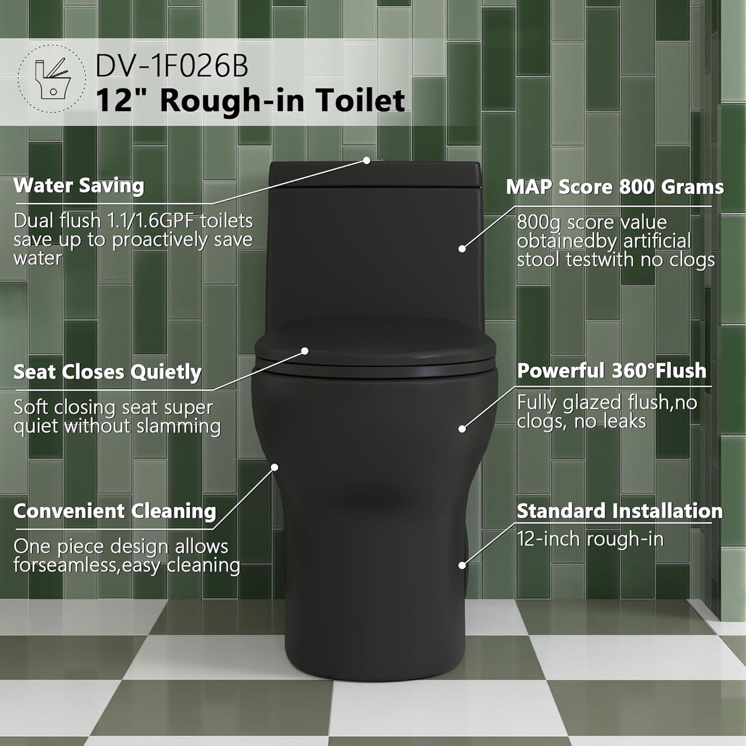 Ally Standard Bathroom Toielt, Modern Toilet with Comfort Chair Height Floor Mounted(Seat Included)