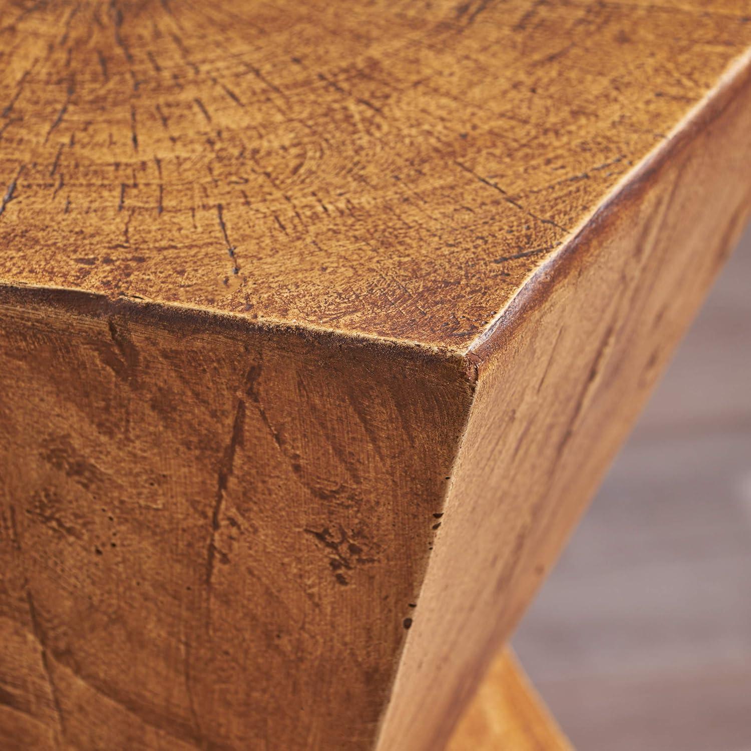 Christopher Knight Home Tess Indoor/Outdoor Geometric Lightweight Concrete Accent Table, Natural Brown