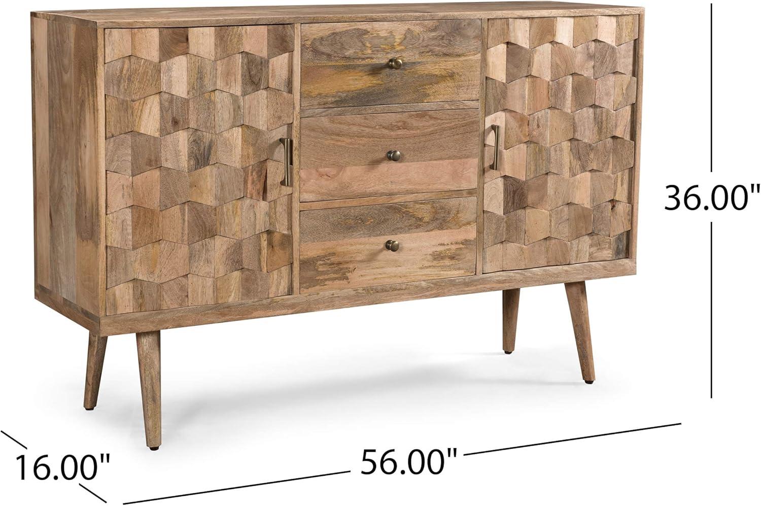 GDF Studio Godfrey Boho Handmade Mango Wood Sideboard with Storage, Natural