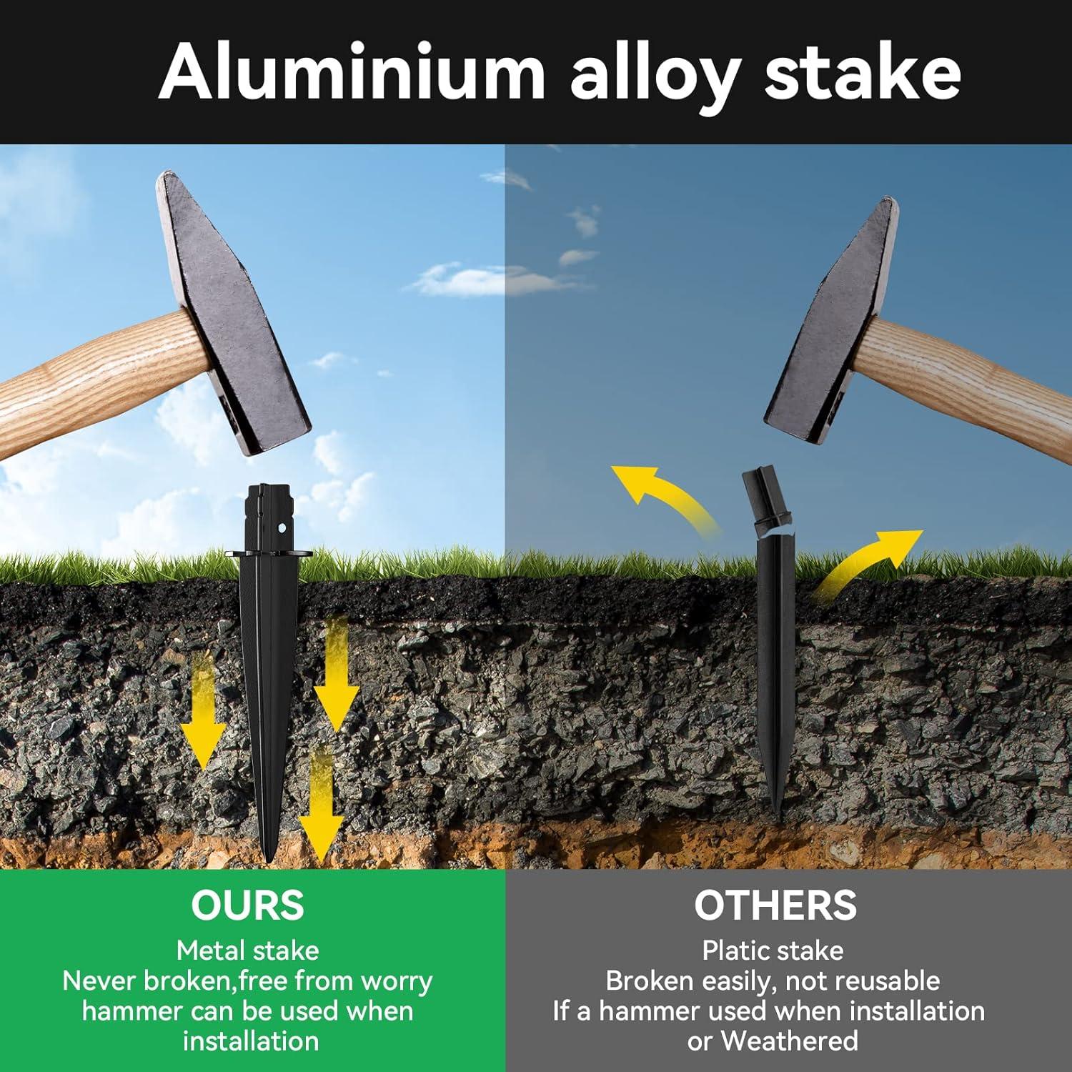 8 Pack Metal Stake Solar Lights Replacement Spike - Outdoor Ground Stakes for Garden Lights Landscape Yard Pathway Patio Lamps Pole, 0.78 * 5.3 inch