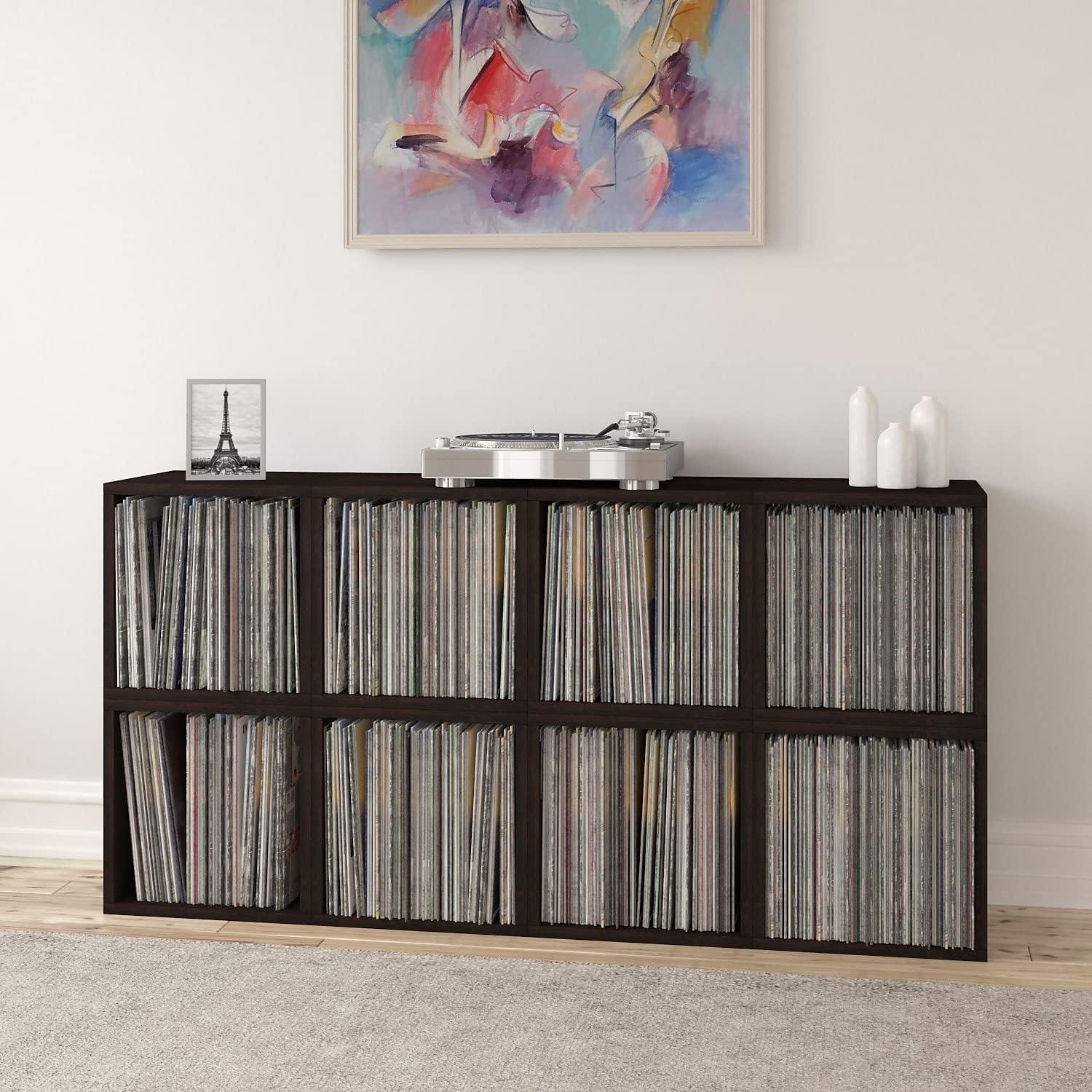 Way Basics Modular Vintage Vinyl Record Storage Blox Cube, Organizer Shelf (Fits 65-70 Album)