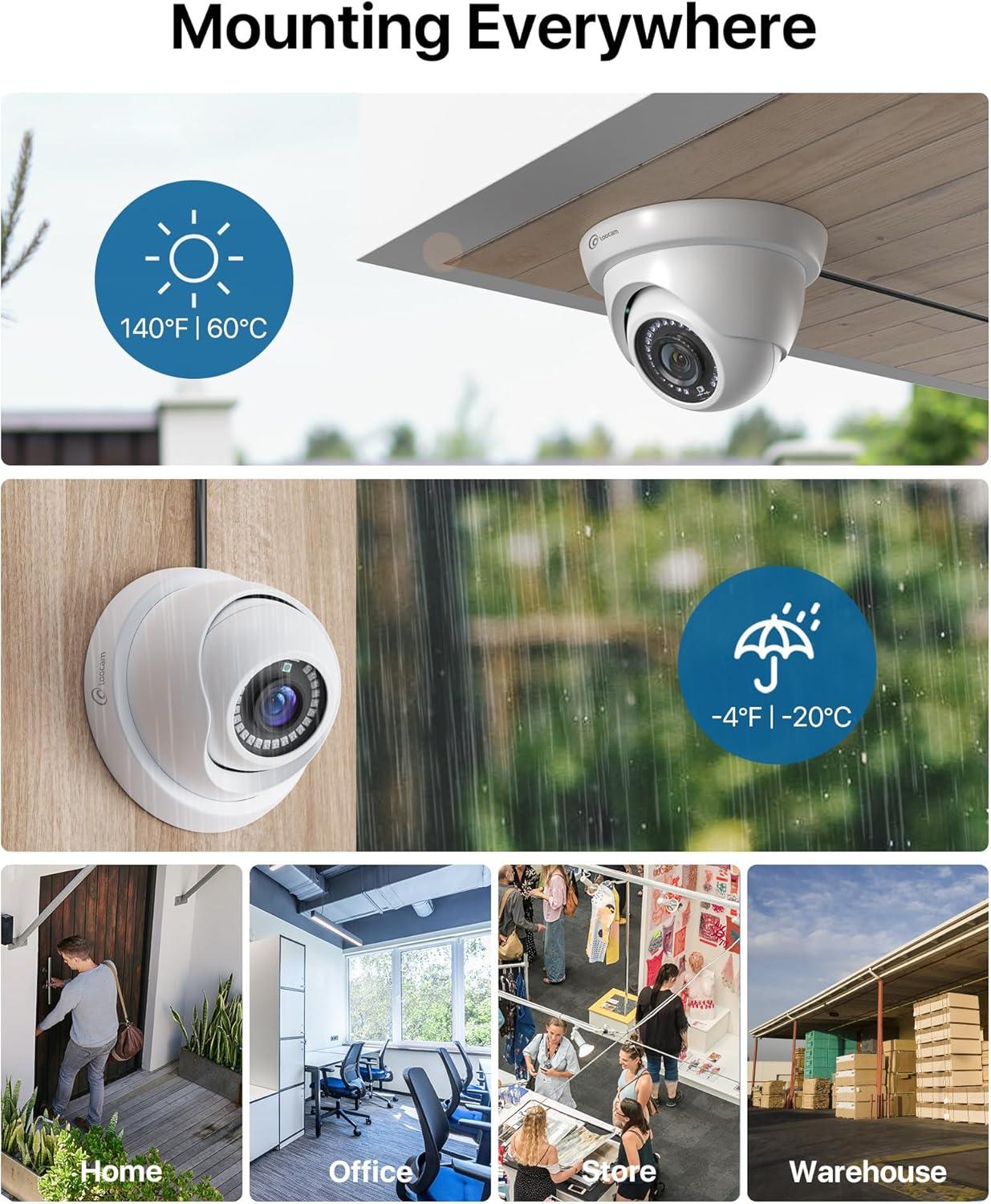Security Camera System Outdoor with AI Human/Vehicle Detection, 2MP HD 1920TVL Wired CCTV Surveillance Camera System, H.265+ 8CH DVR & 1TB Hard Drive, Smart Playback, Remote Access, Email Alert