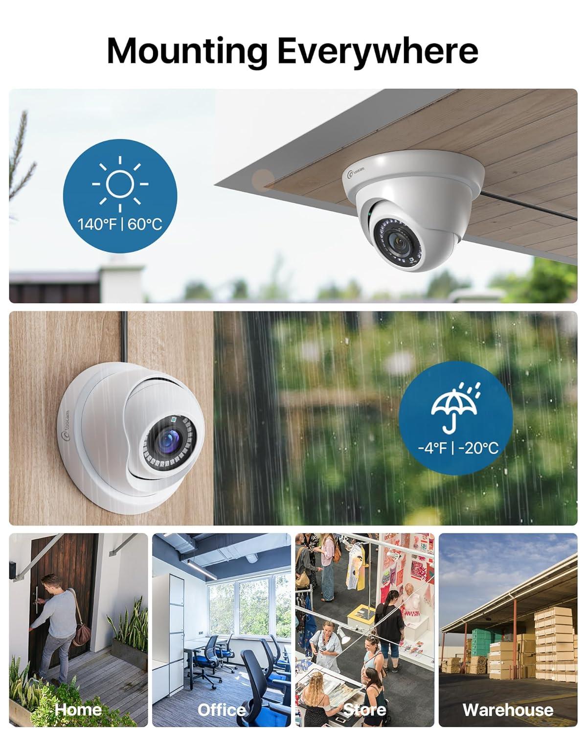 Security Camera System Outdoor with AI Human/Vehicle Detection, 2MP HD 1920TVL Wired CCTV Surveillance Camera System, H.265+ 8CH DVR & 1TB Hard Drive, Smart Playback, Remote Access, Email Alert