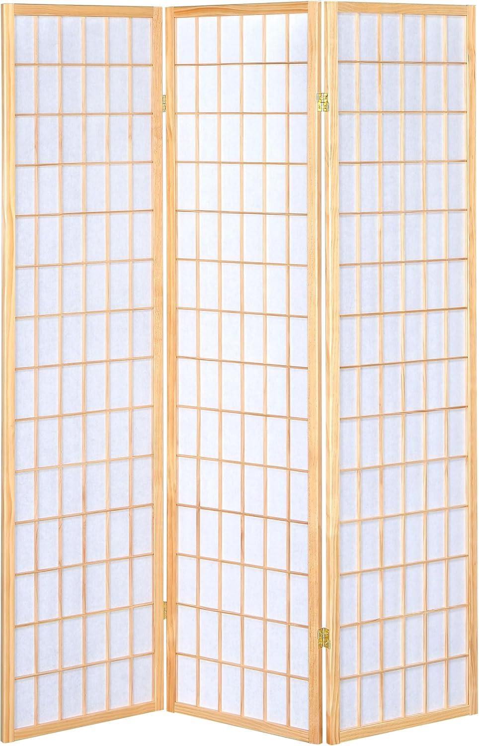Gold and White 3-Panel Shoji Folding Room Divider