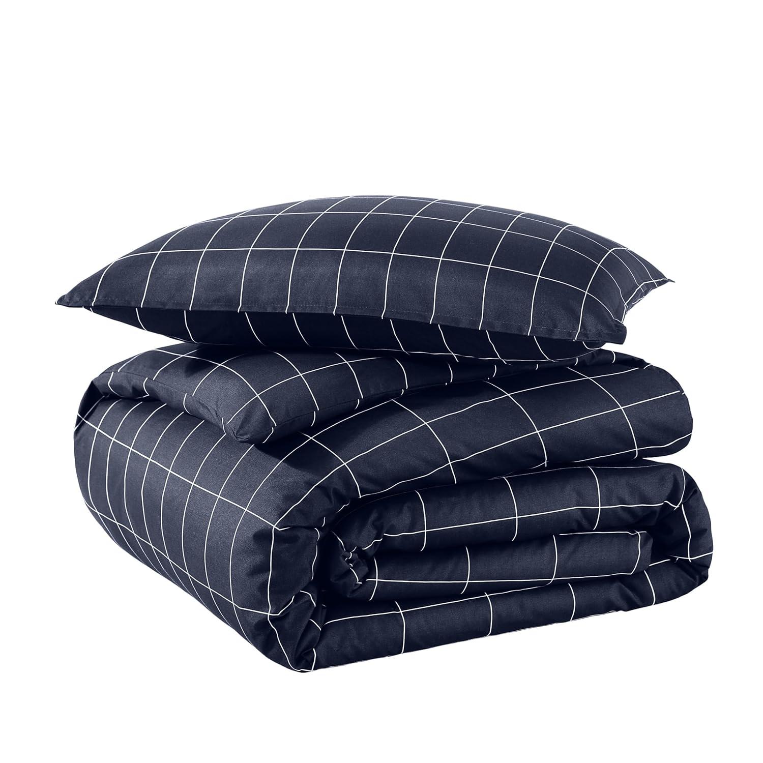 Bare Home Grid Modern & Contemporary Duvet Cover Set