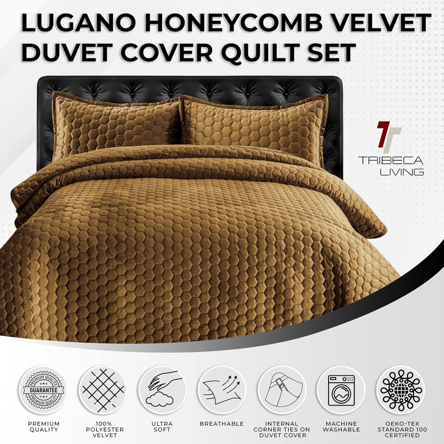 Camel Twin Velvet Reversible Quilt Set