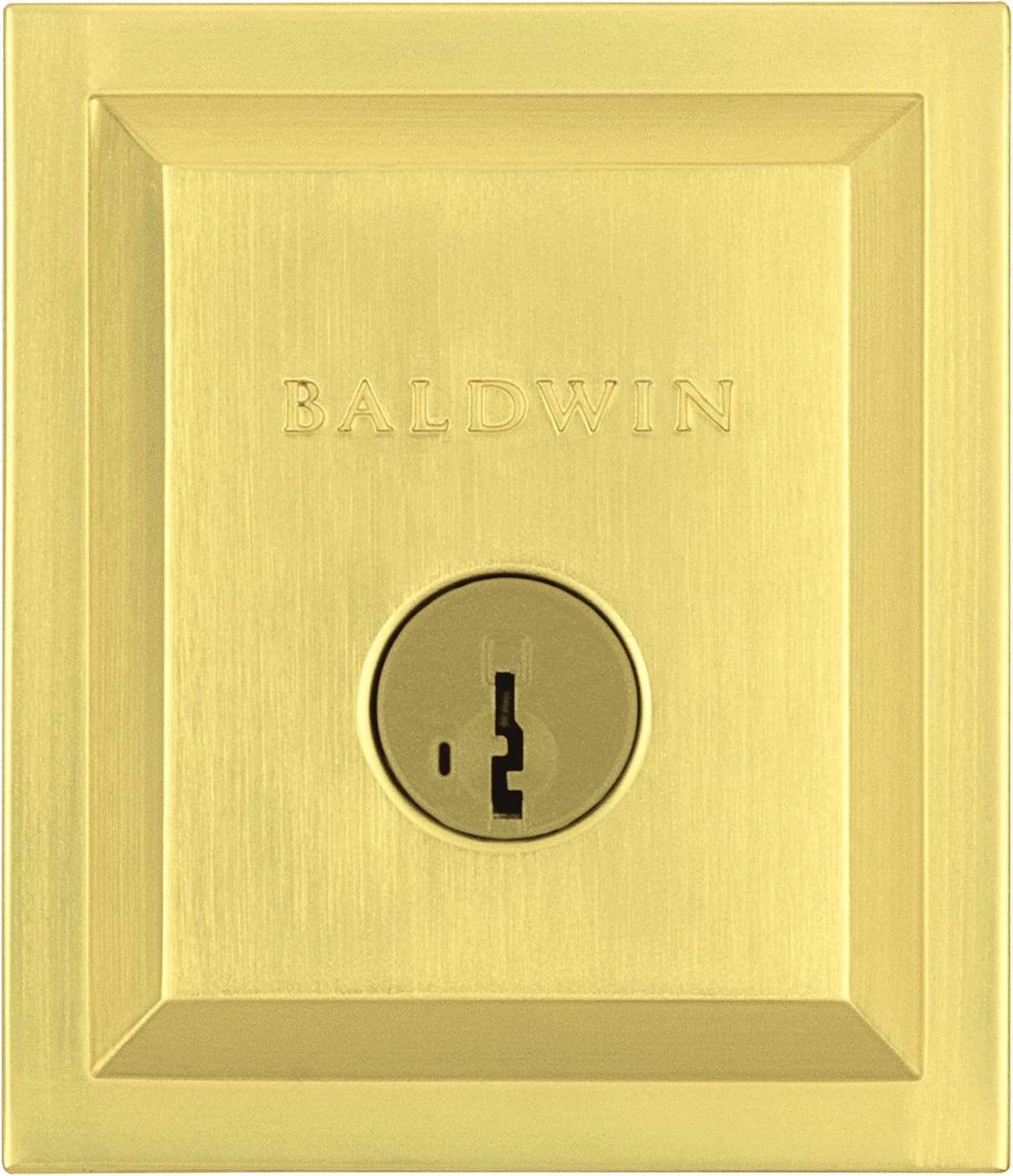 Baldwin Spyglass, Single Cylinder Front Door Deadbolt Featuring SmartKey Re-key Technology and Microban Protection, in Satin Brass