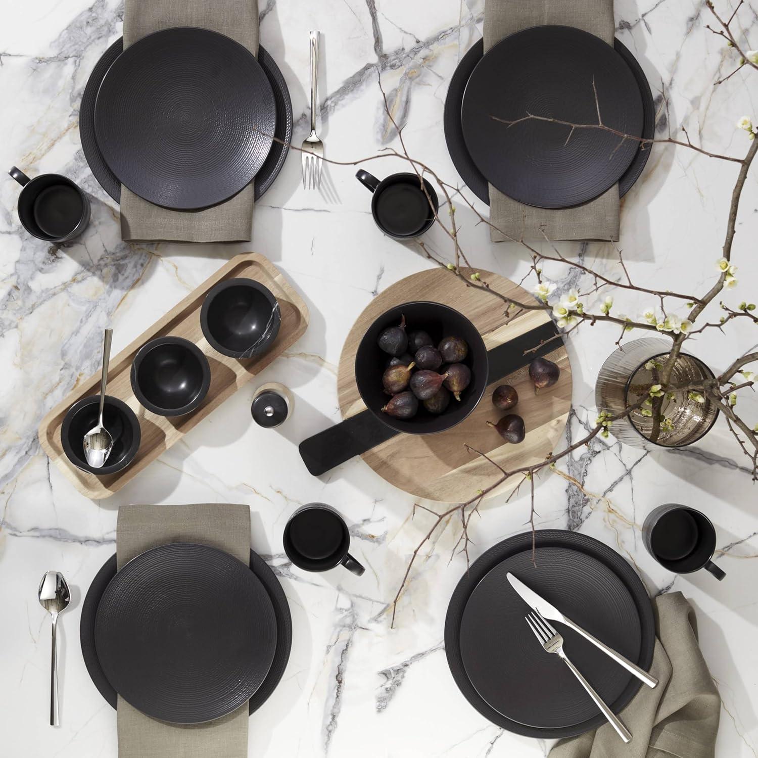 Lx Collective Black LX Collective Porcelain Dinnerware Set - Service for 4