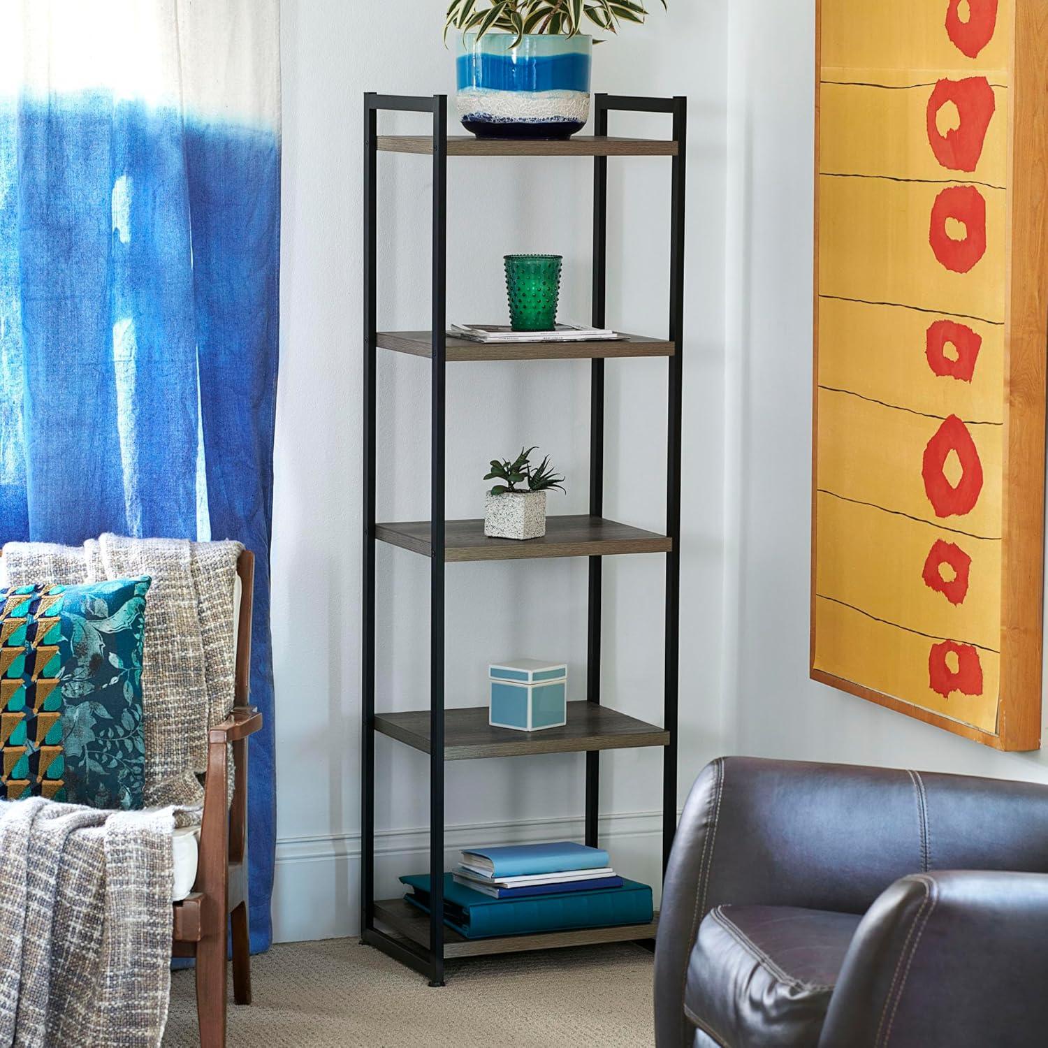Household Essentials 59.1" Jamestown Narrow 5 Shelf Bookshelf Ashwood