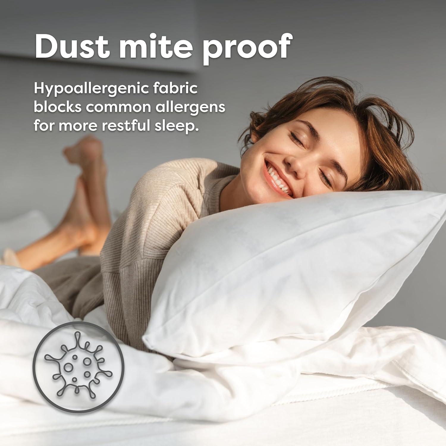 HOSPITOLOGY PRODUCTS Box Spring Encasement - Zippered Bed Bug Dust Mite Proof Hypoallergenic - Sleep Defense System - Split King - 39" W x 80" L - Set of 2 - Split - Low Profile 6"