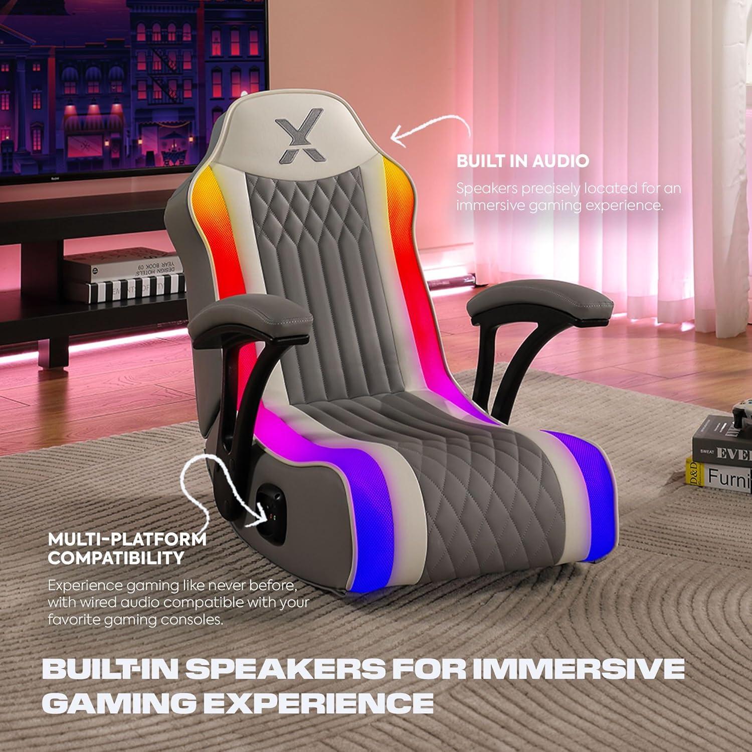 X Rocker Video Gaming Floor Rocker Chair, Built-in Audio, Back to School, Foldable, for Gamers, Bedroom, or Game Room for Boys, Girls, Teens 5-17