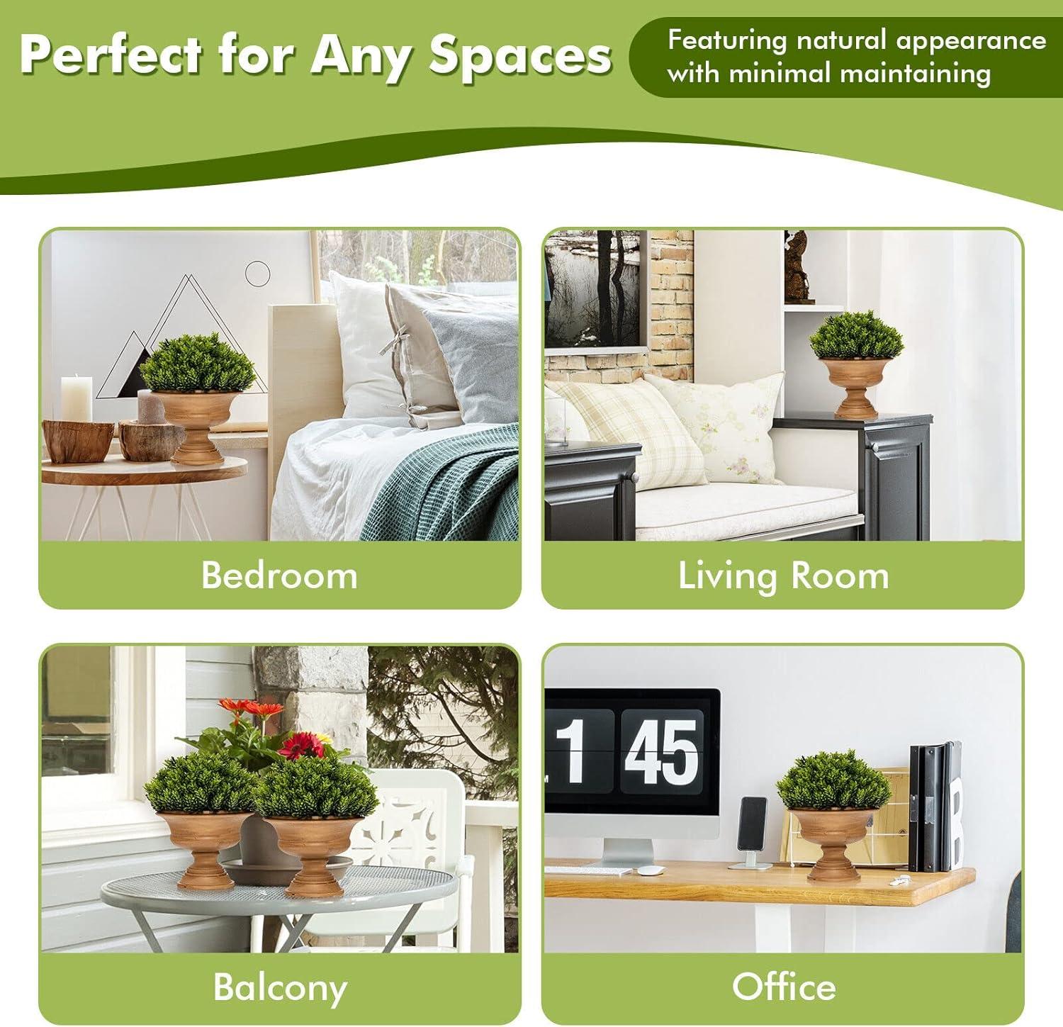 Costway 4-Pack Artificial Plants Fake Mini Potted Plant Small Greenery Decor for Indoor